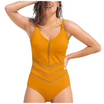 Women's Fashion Sexy Bikini Mesh Splicing Backless  Swimsuit One-Piece купальники женские Traje baño mujer 수영복 여자 2023