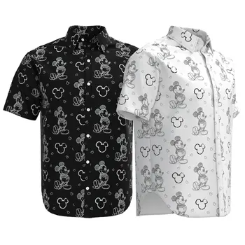 2023 Новая гавайская рубашка Disney, модная рубашка с рисунком Микки Мауса, Диснейленд, повседневная рубашка на пуговицах с коротким рукавом