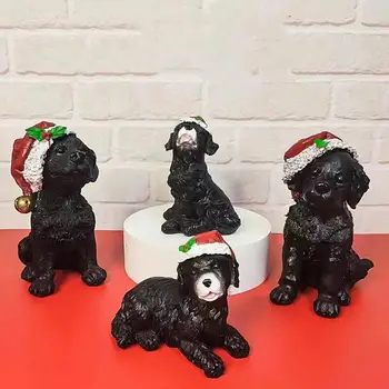 Статуя Черной Собаки, Милые Собачьи скульптуры, Многоразовые Рождественские Фигурки Черной Собаки, Гибкий Орнамент для собак, Статуя для украшения домашней вечеринки