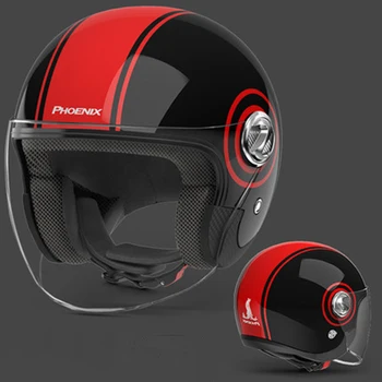 Мотоциклетный шлем с открытым лицом для мужчин и женщин с объективом для ПК 3/4, Всесезонная кепка для электровелосипеда, мотоциклетный шлем tSafety 55-60 см