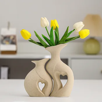 Креативная комбинация керамических ваз, белое простое высококачественное украшение, украшение в стиле ins, украшение для дома, гостиной, рабочего стола.