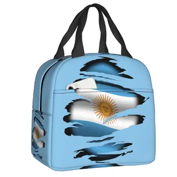 Fiambrera térmica portátil con bandera de Argentina para mujer, fiambrera con aislamiento para tatuajes, nevera para comida, tra