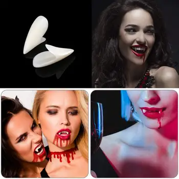 Поддельные зубы вампира Хэллоуин Косплей Выдвижные зубы вампира зубные протезы Зубы зомби Маленькие зубы тигра клыки вампира