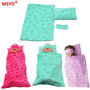 Набор мини-спальных мешков, Миниатюрная подушка, Стеганое одеяло, повязка на глаза для 18-дюймовых кукол-американок, аксессуары для кукол-американок, кукла-игрушка для девочек нашего поколения