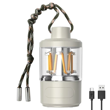 Светодиодные атмосферные кемпинговые фонари 4 режима освещения с регулируемой яркостью Индикатор мощности лампы типа C USB зарядка для рыбалки на открытом воздухе в экстренных ситуациях