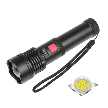 Светодиодный фонарик Sobaldr, перезаряжаемые мощные черные наружные фонари XHP50, встроенный аккумулятор, Usb, 5 многофункциональных режимов.