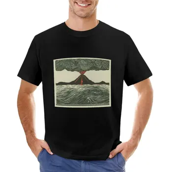 Футболка с изображением вулкана, короткая футболка, мужская футболка