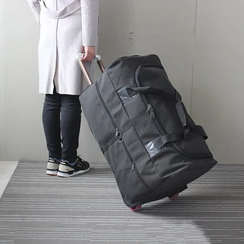 Дорожная сумка на тележке сверхбольшой емкости, Международная учеба за границей, багаж на дальние расстояния, легкая холщовая сумка-чемодан на тележке