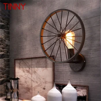 Настенный светильник в американском стиле, круглый Креативный дизайн в форме колеса, ретро-светильники для помещений, светодиодное бра для ресторана в лофте