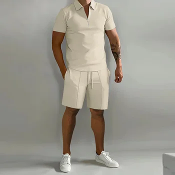 Мужская летняя рубашка поло и свободные шорты, спортивные костюмы, комплекты одежды из 2 предметов, модная мужская одежда, комплекты уличной одежды