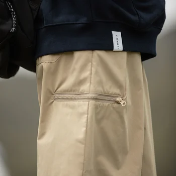 Синие брюки-карго цвета Хаки, мужские модные широкие брюки оверсайз, мужская японская уличная одежда, свободные прямые брюки в стиле хип-хоп, мужские брюки