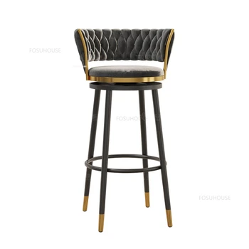 Скандинавские роскошные барные стулья, роскошный вращающийся высокий табурет для домашней кухни, дизайнерский стул для ресторана с высокой спинкой, современная барная мебель A B