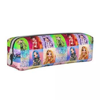 Пенал для девочек Rainbow High, модный держатель для ручек, сумка для девочек и мальчиков, Вместительные офисные косметические пеналы для карандашей