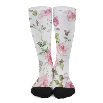 Потертые винтажные розово-белые носки в цветочек, хип-хоп незаменимые велосипедные носки, термоноски для мужчин
