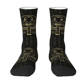Мужские носки для экипажа с египетским крестом, унисекс, кавайные иероглифы, Весна-лето, осень-зима, носки под платье