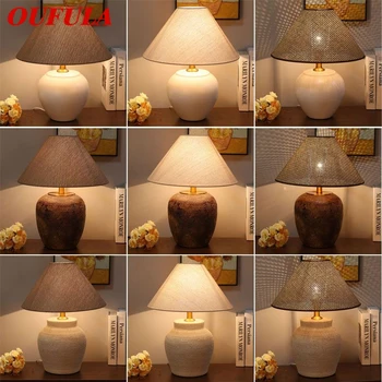 Настольная лампа OUFULA Nordic Ceramic в стиле модерн для гостиной, спальни, кабинета, виллы, Оригинальная настольная лампа